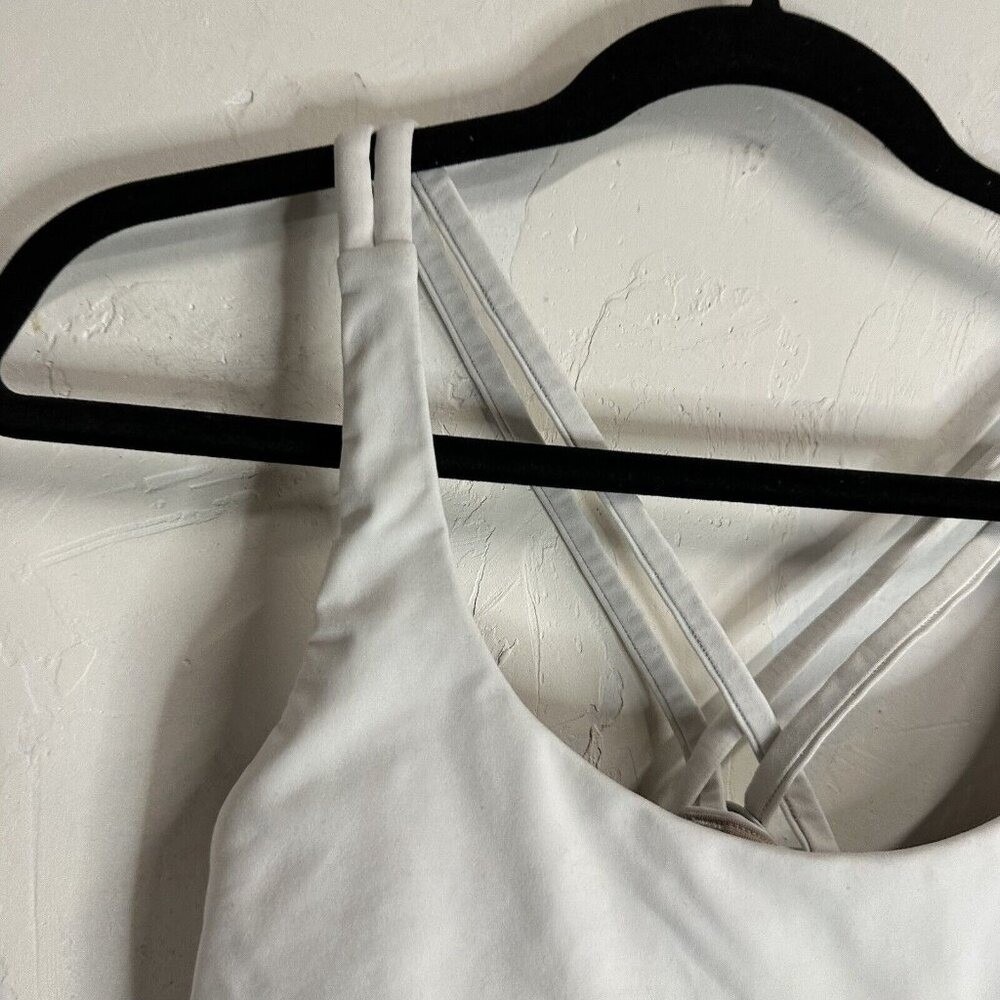 lululemon Energy Longline Sports Bra White Luxtreme Strappy Womens 12 Athletic - Picture 2 of 10